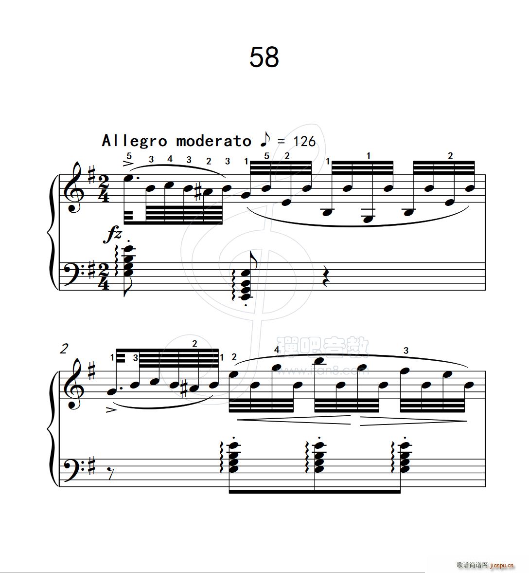 练习曲 58 克拉莫钢琴练习曲60首(钢琴谱)1