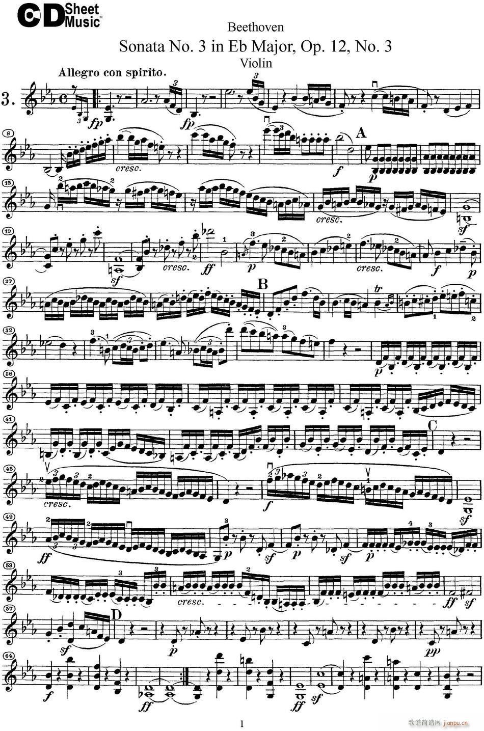 Violin Sonata No 3 in Eb Major Op 12 No 3(十字及以上)1