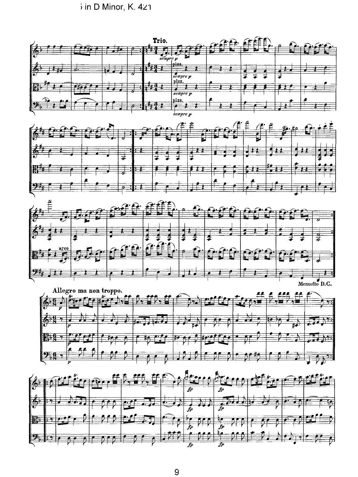 Mozart Quartet No 15 in D Minor K 421(总谱)9