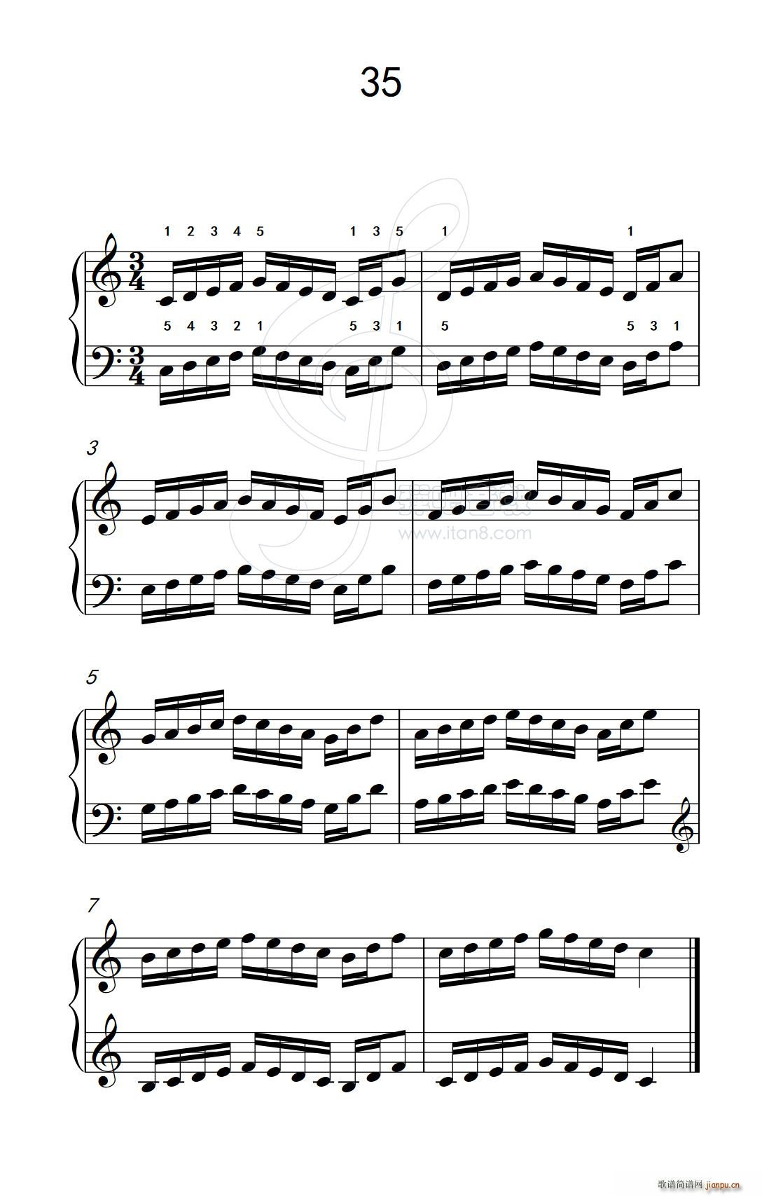 八 提高速度 增强手指灵活性的练习35 儿童钢琴手指练习 1(钢琴谱)1