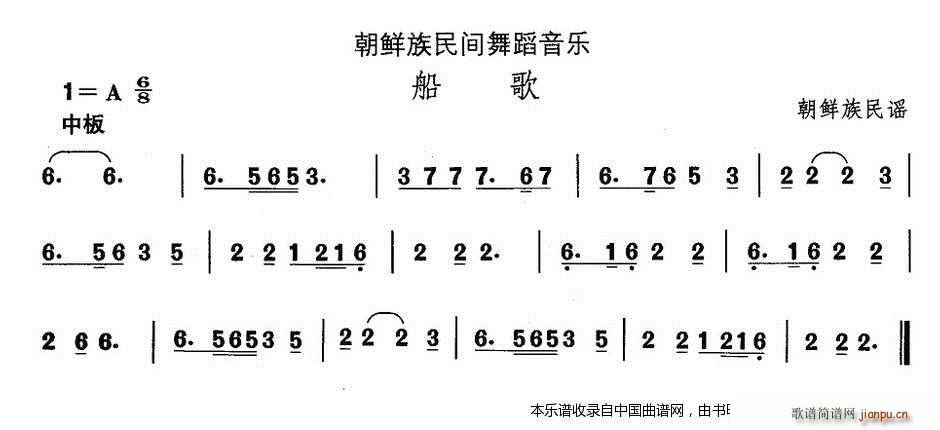 中国民族民间舞曲选 十一 朝鲜族舞蹈 古格里节奏 船 乐器谱(十字及以上)1