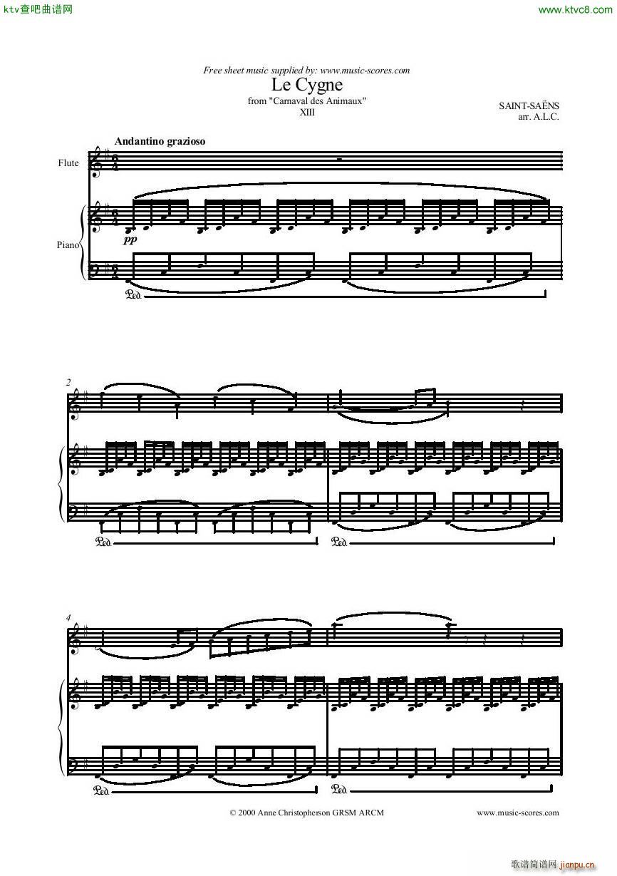 Le Cygne De Saint Saens flute and piano(钢琴谱)1