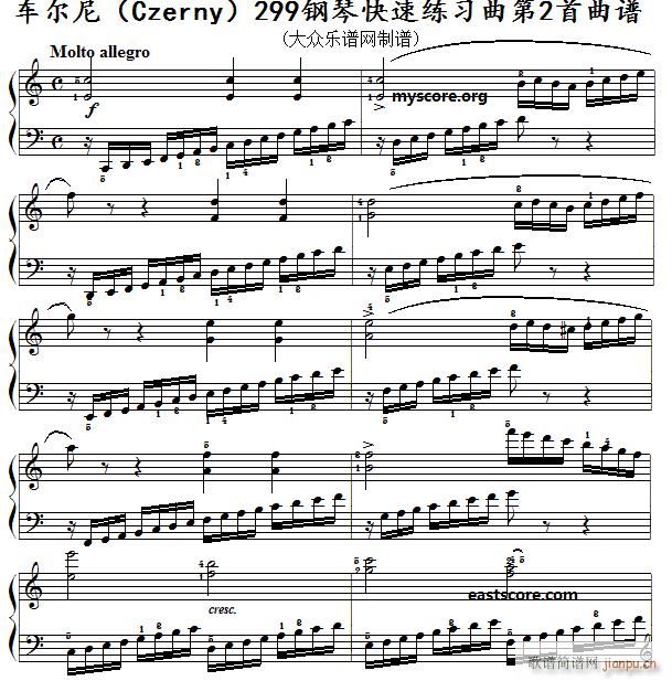 车尔尼 钢琴快速练习曲 Czerny 299 第2首 及练习提示(钢琴谱)1