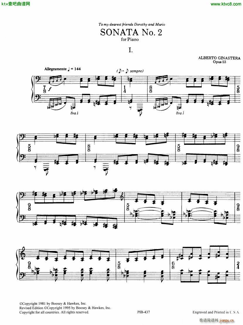 Ginastera op 53 Sonata No 2(钢琴谱)1