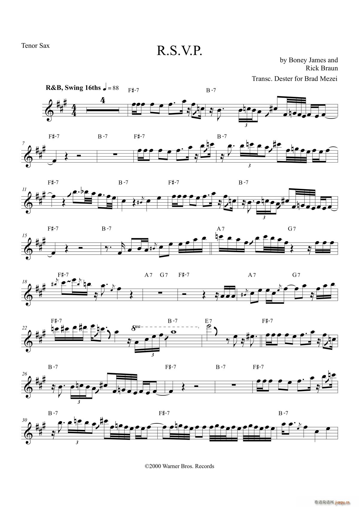 R S V P 次中音萨克斯(十字及以上)1