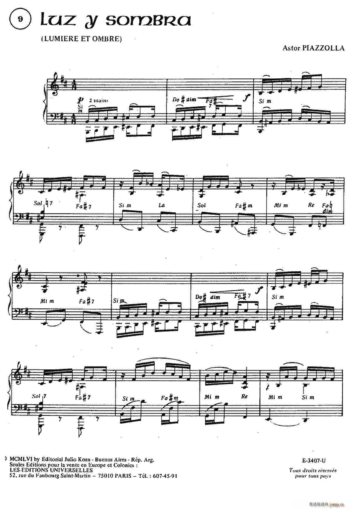 Piazzolla合集 9 Luz Y Sombra(手风琴谱)1