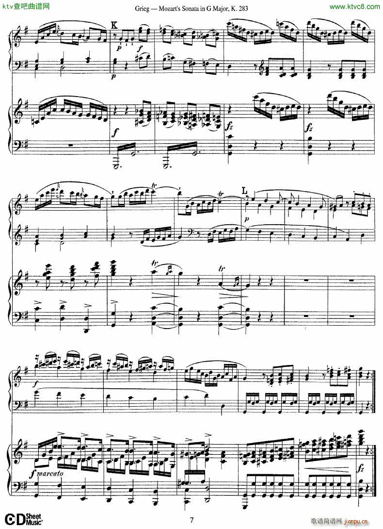 Grieg Sonata K 582 Mozart 2nd Piano Grieg(钢琴谱)7