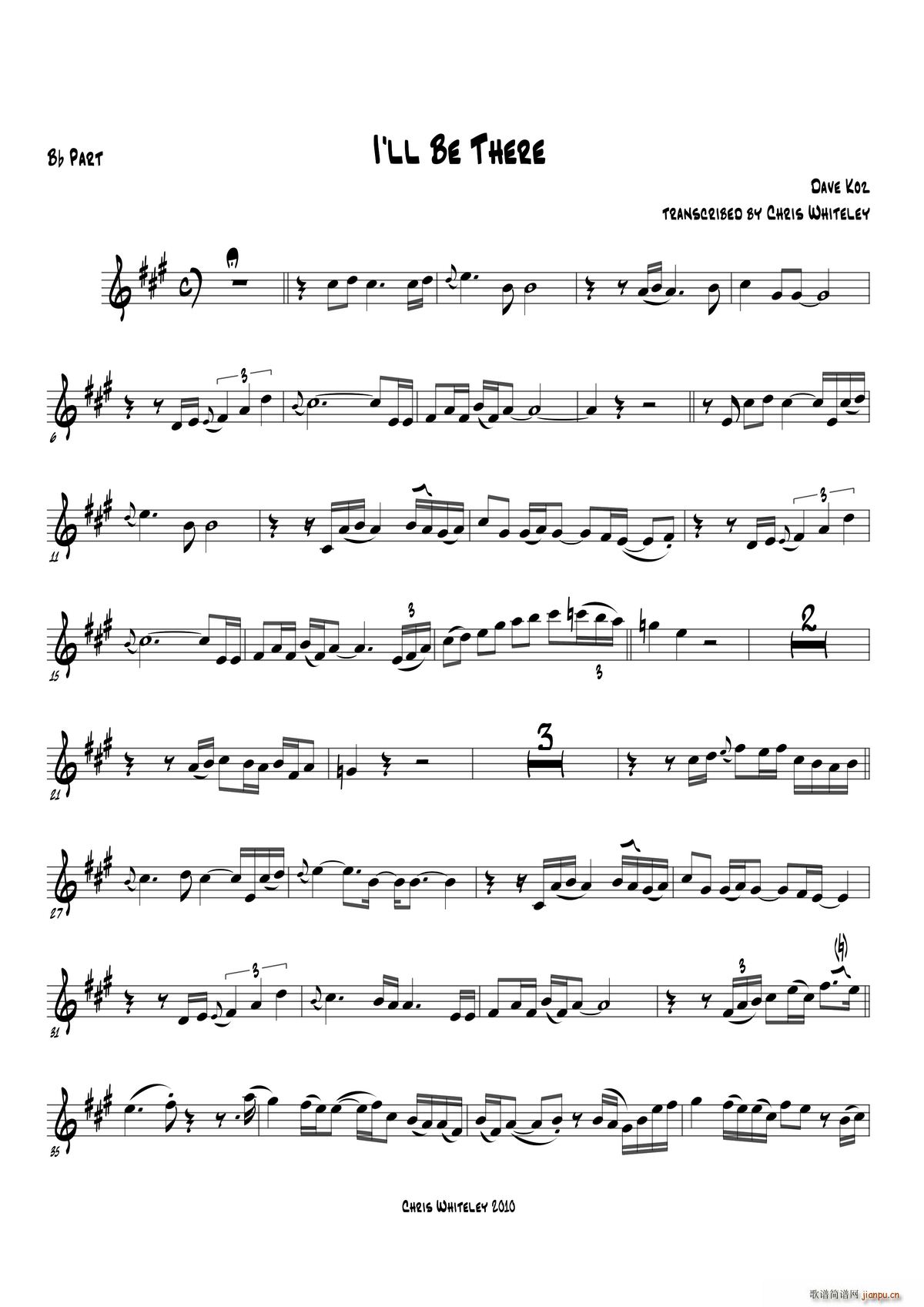 I ll Be There 次中音萨克斯(十字及以上)1