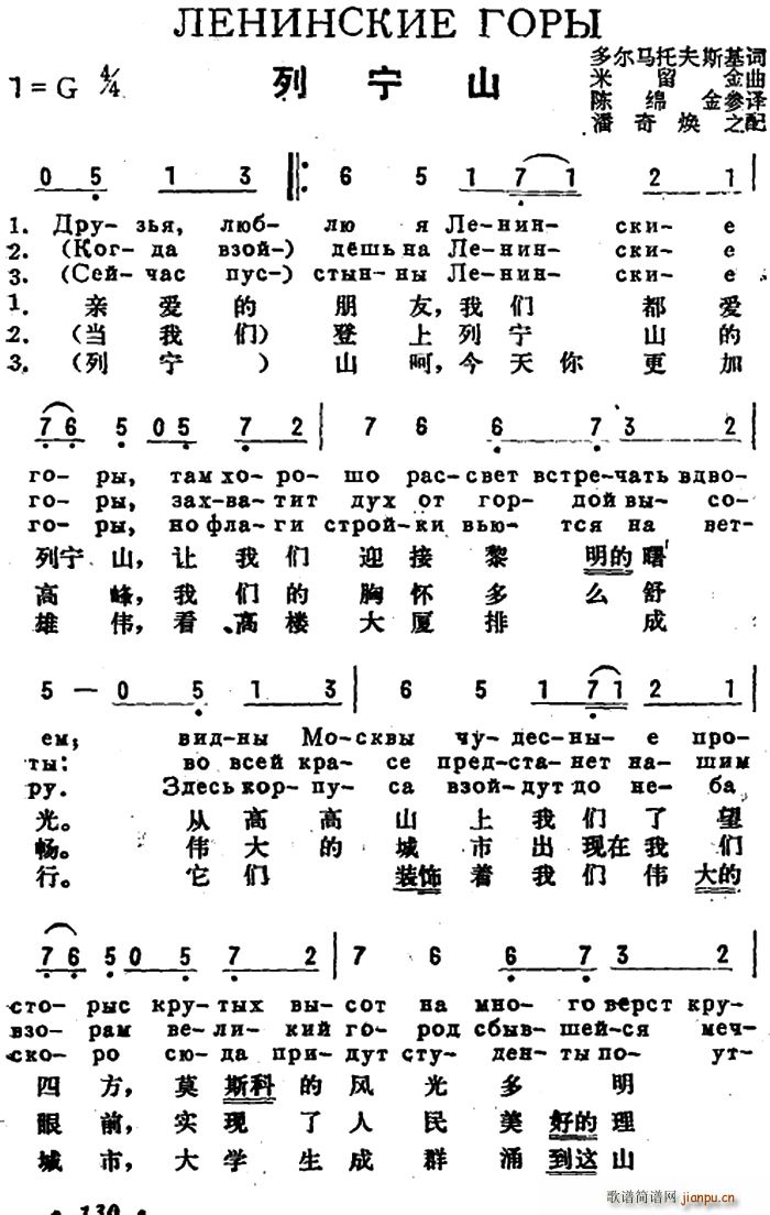 前苏联 列宁山 中俄文对照(十字及以上)1