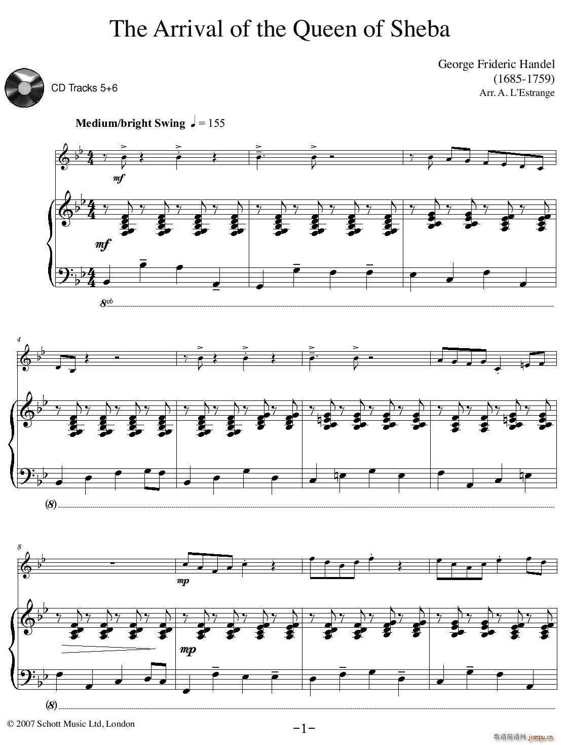 The Arrival of the Queen of Sheba(单簧管谱)1