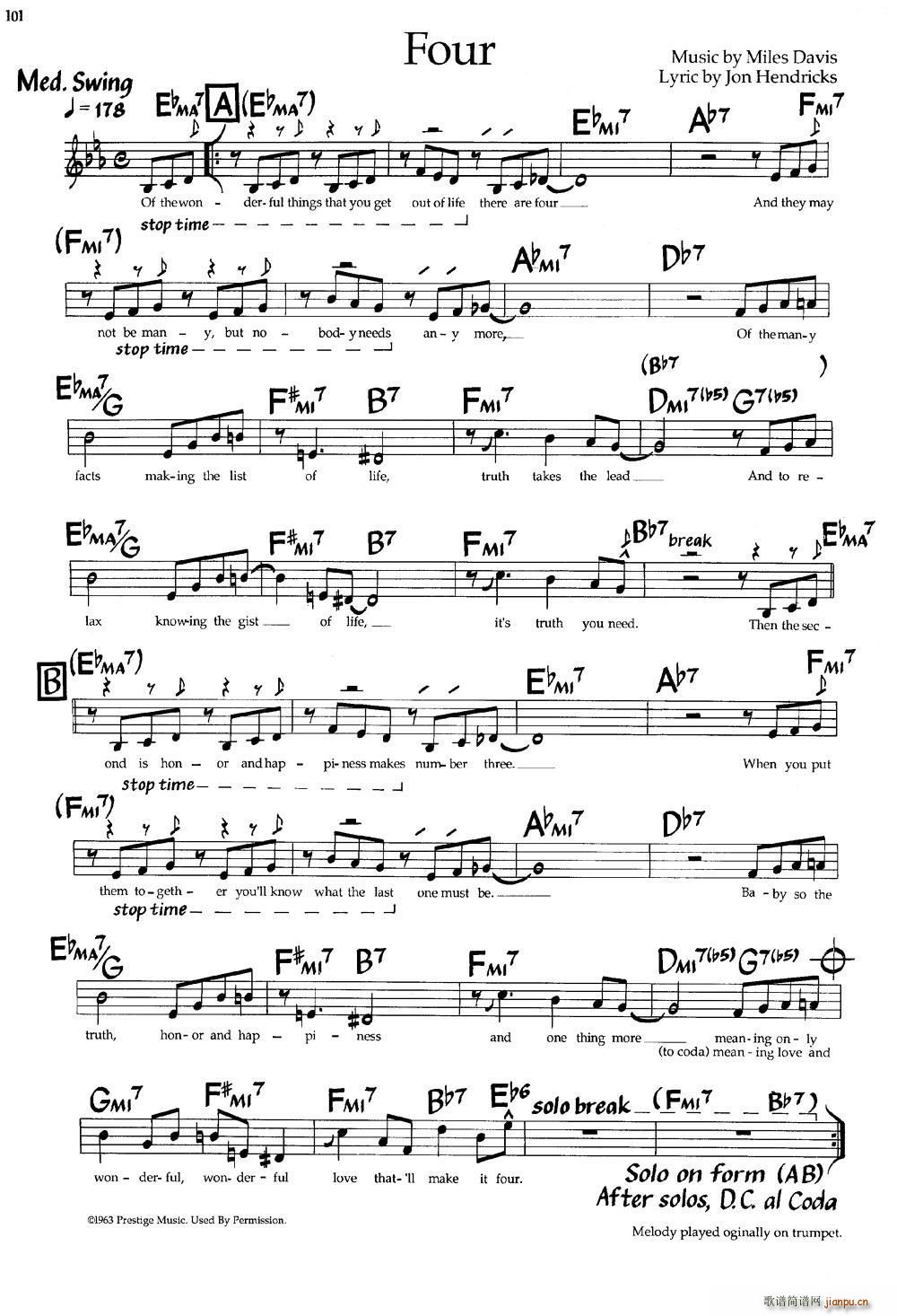 Fout 福特 爵士钢琴曲(钢琴谱)1