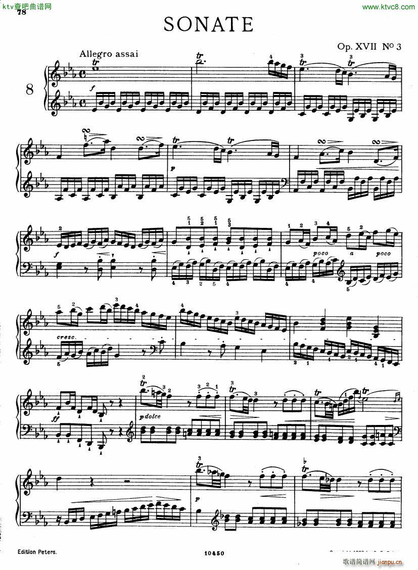 Bach JC op 17 no 3 Sonata(钢琴谱)1