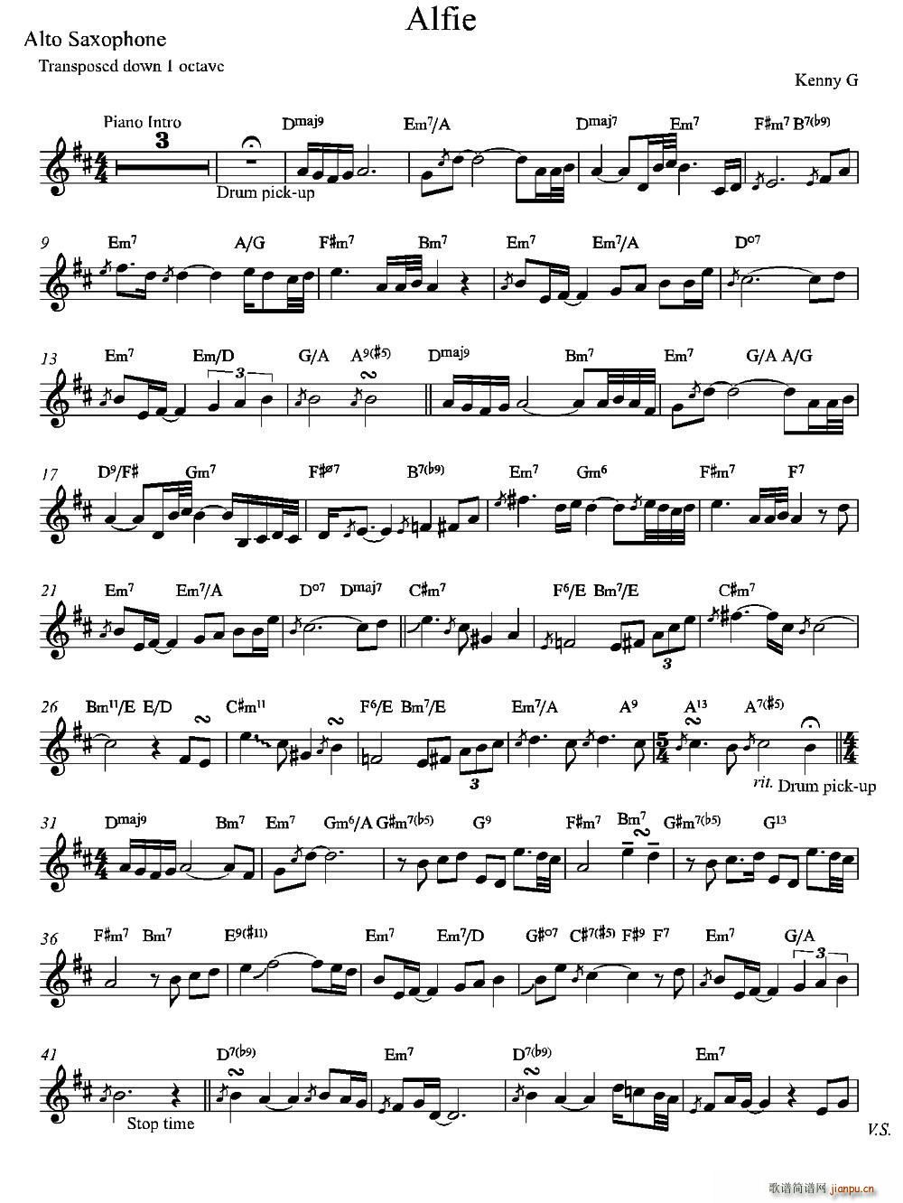 Alfie(五字歌谱)1