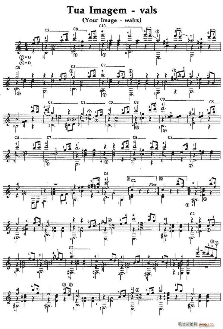 Tua Imagem vals 古典吉他(吉他谱)1