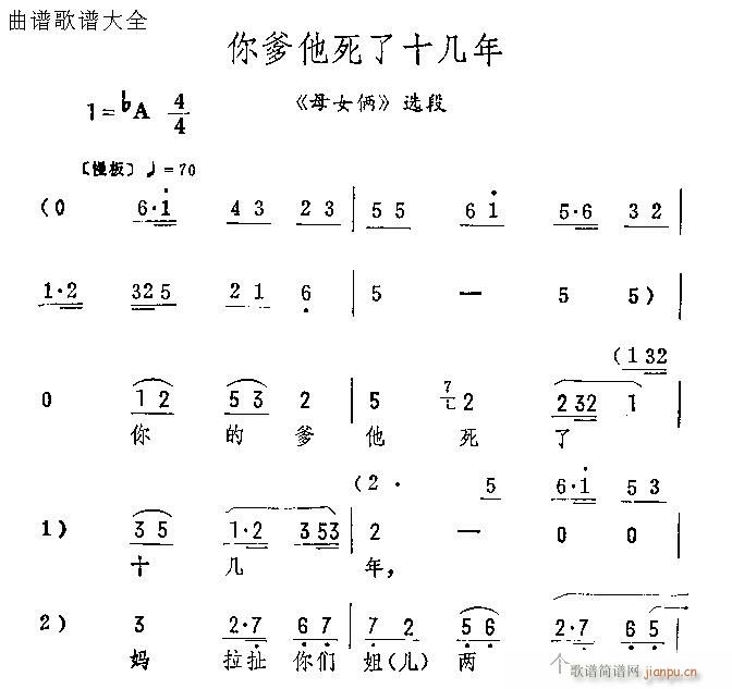 咱爹他死了几十年(京剧曲谱)1