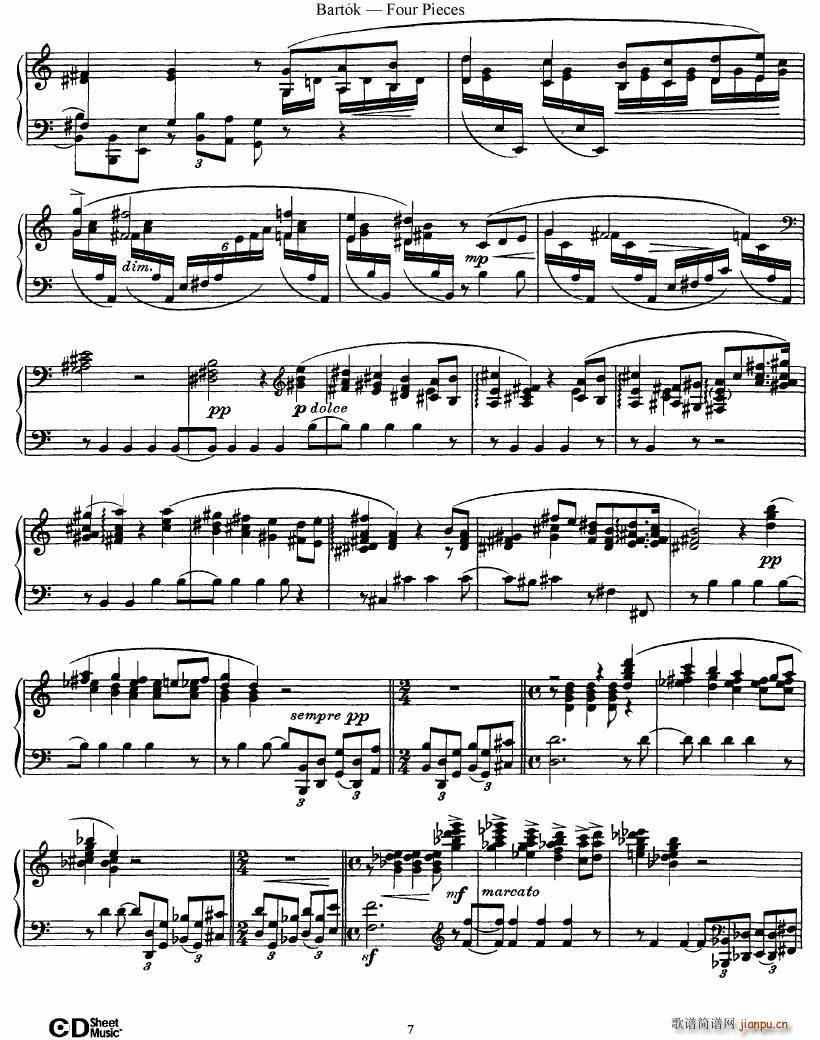 Bartok DD 71 Four Piano Pieces(钢琴谱)7