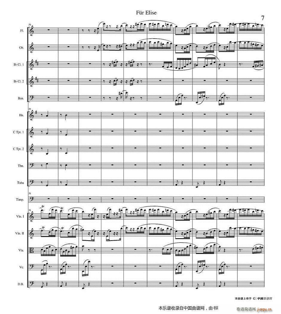 致爱丽丝 管弦乐 乐器谱(总谱)7