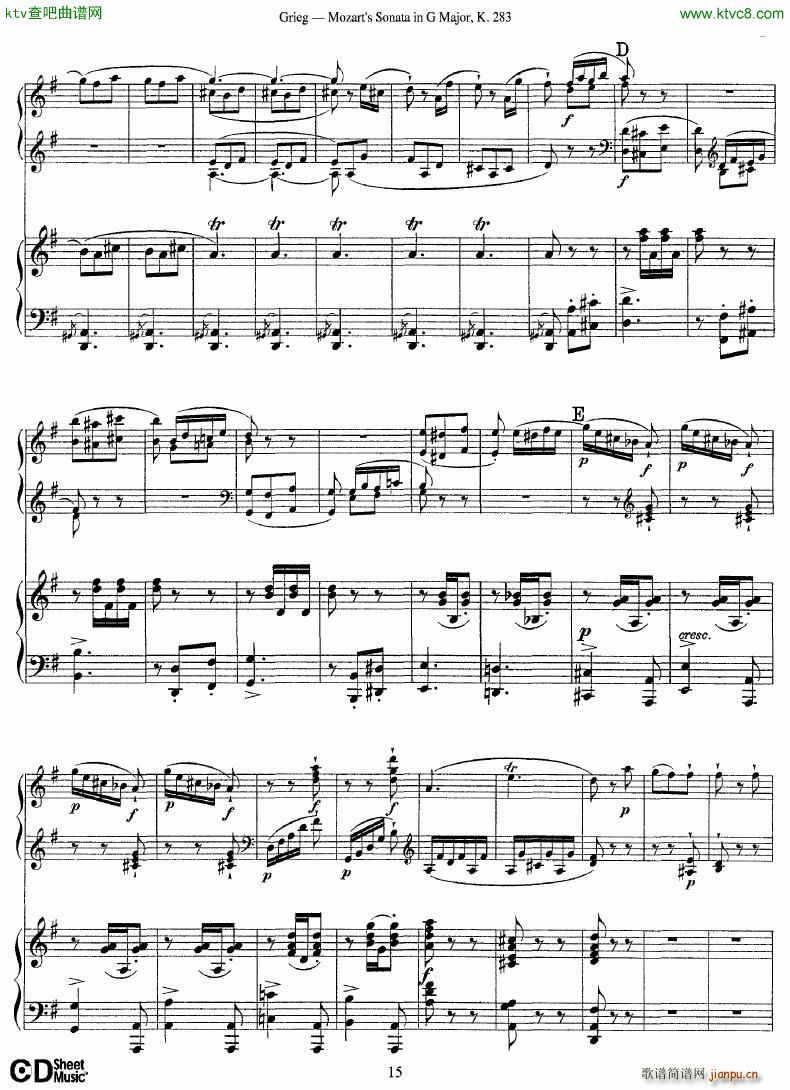 Grieg Sonata K 582 Mozart 2nd Piano Grieg(钢琴谱)15