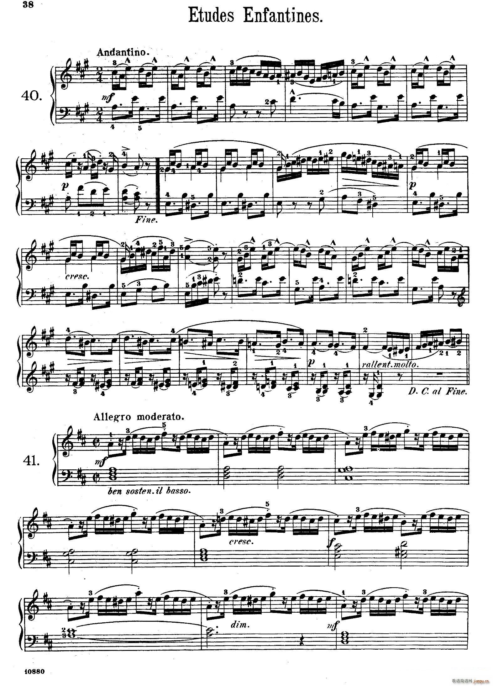 Etudes Enfantines Op 37 儿童钢琴练习曲 第40 45首(钢琴谱)1