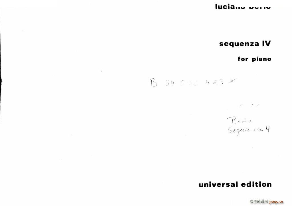 Berio Sequenza IV Sequenza IV(十字及以上)1