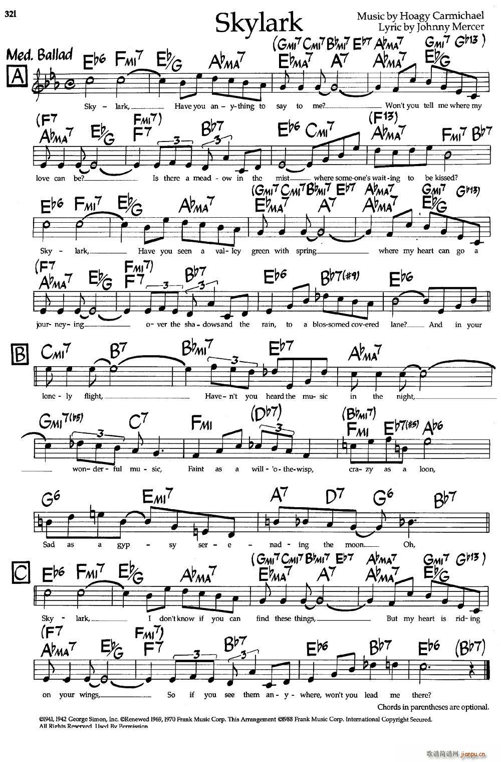 Skylark 爵士钢琴曲(钢琴谱)1