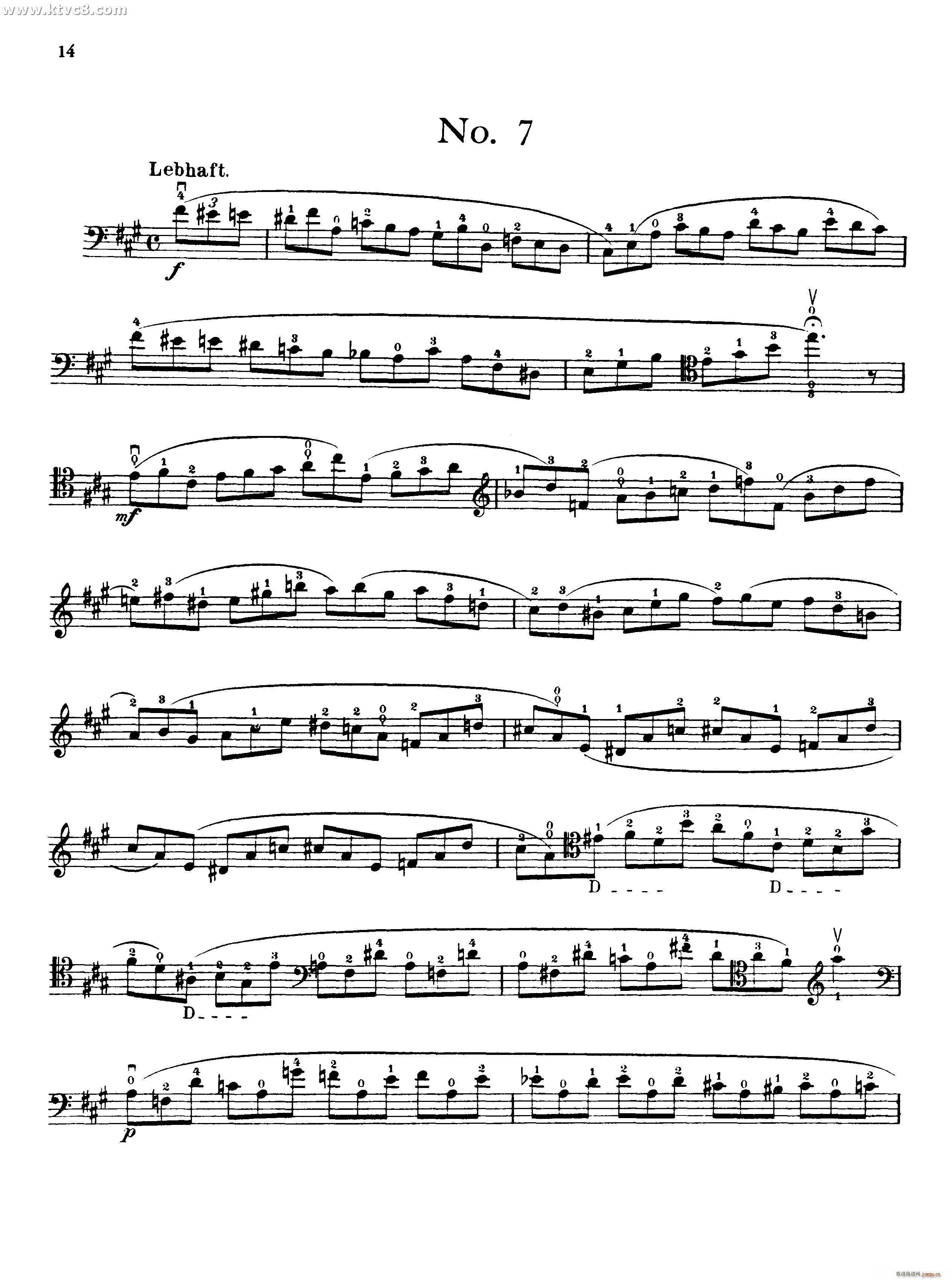 波泊尔大提琴高级练习曲之七(大提琴谱)1