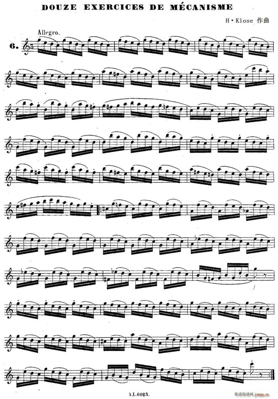H Klose练习曲 douze exercices de mecanisme 6(十字及以上)1