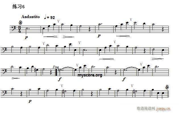 低音谱表视唱练习曲6(十字及以上)1