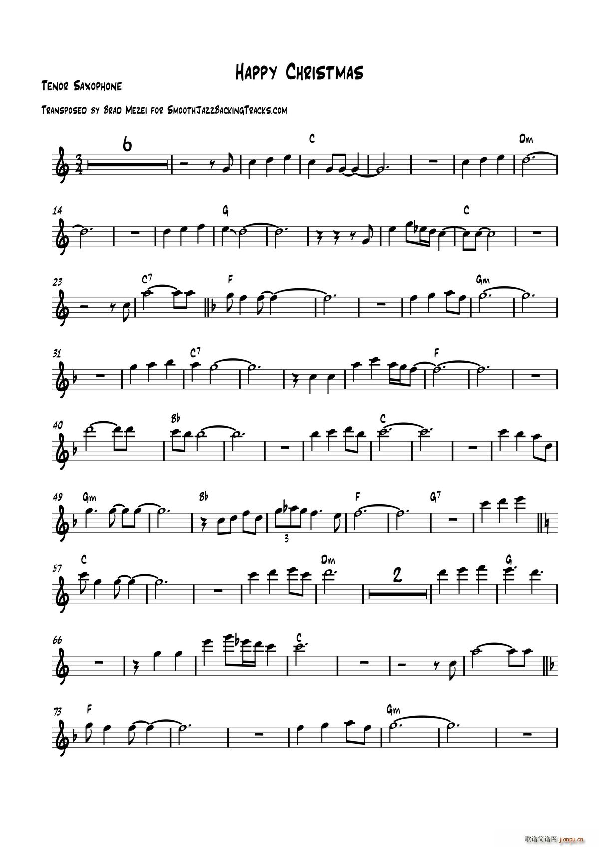 Happy Christmas 次中音萨克斯(十字及以上)1