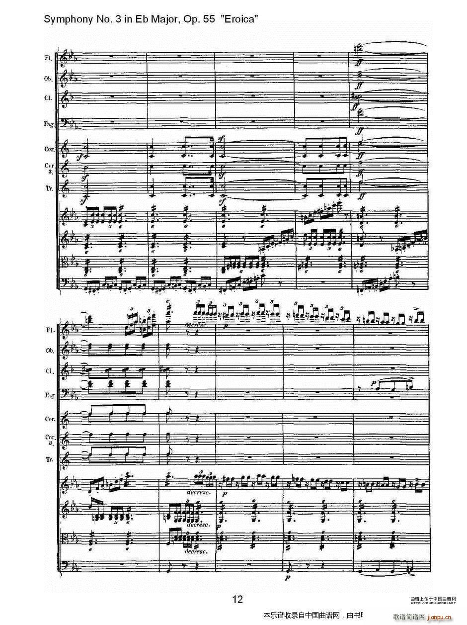 英雄交响曲 又名 降E大调第三交响曲 第二乐 乐器谱(十字及以上)12