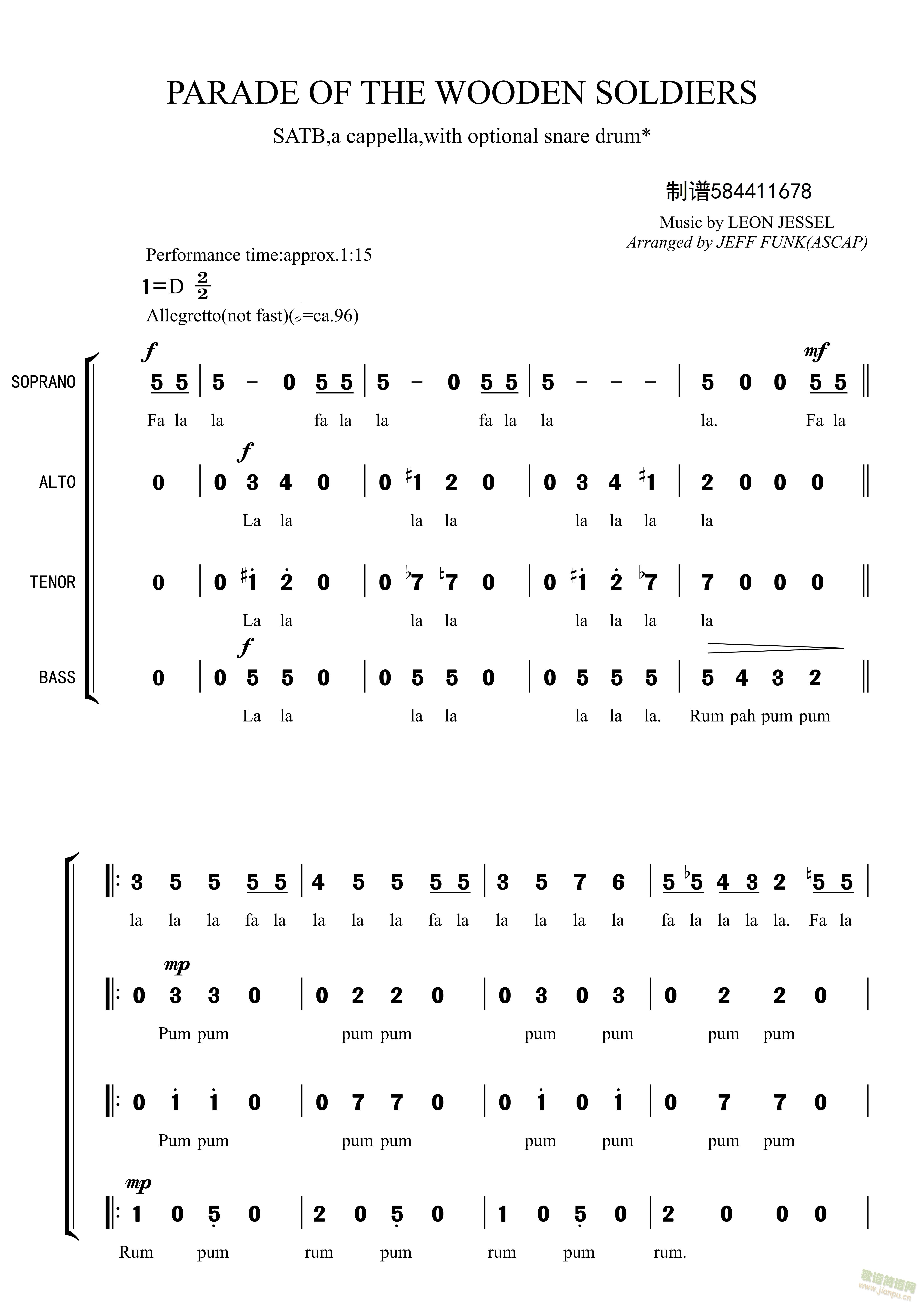 PARADE OF THE WOODEN SOLDIERS合唱简谱(合唱谱)1