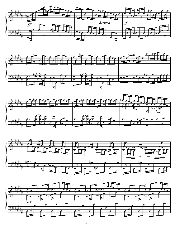 B大调练习曲(钢琴谱)6