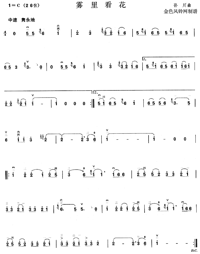 雾里看花(二胡谱)1