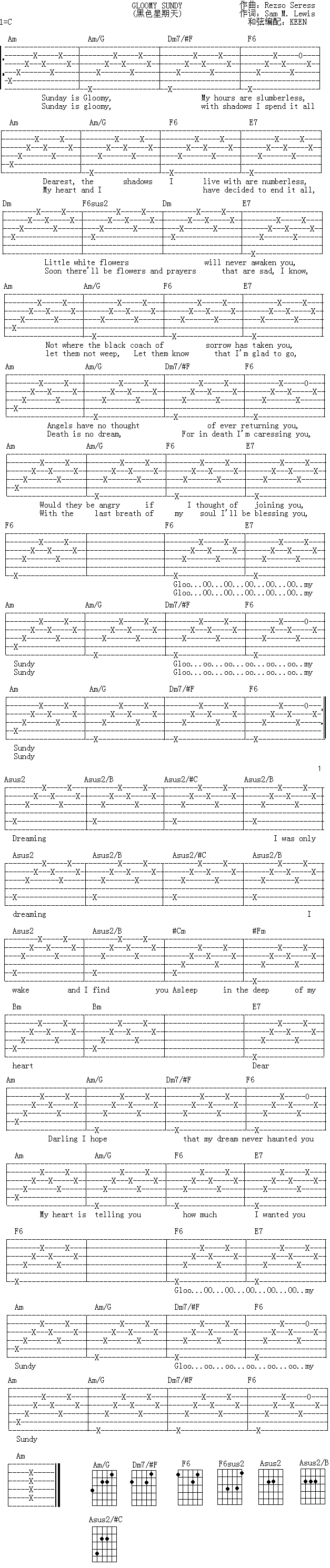 CloomySunday(吉他谱)1