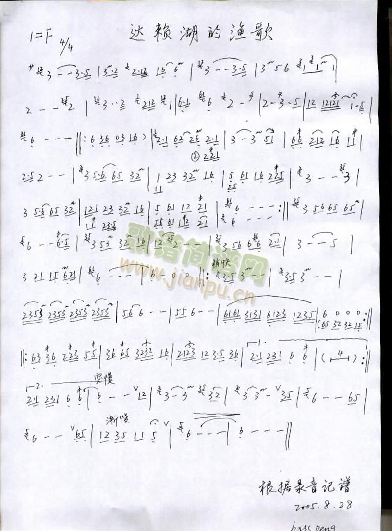 达赖湖的渔歌(葫芦丝谱)1