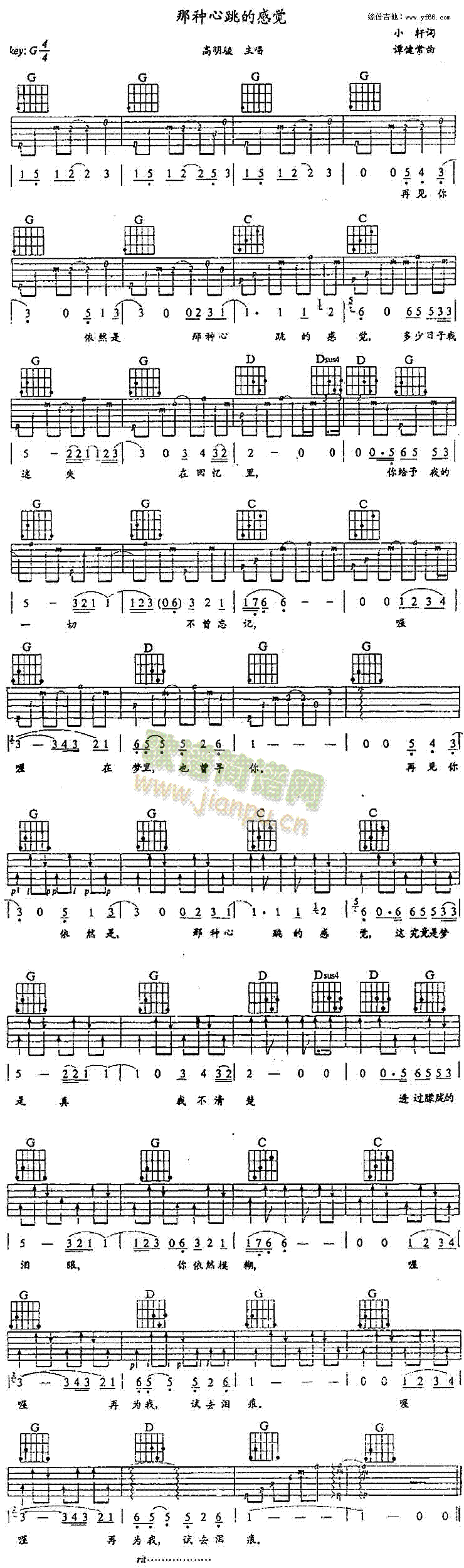 那种心跳的感觉(吉他谱)1