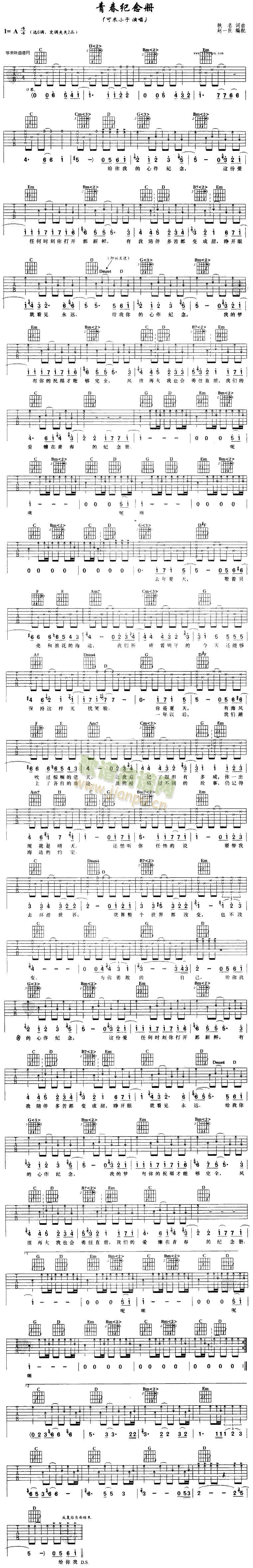 青春纪念册(吉他谱)1