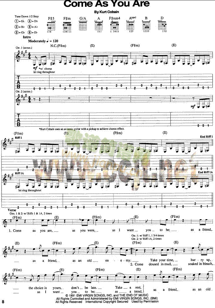 ComeAsYouAre-Nirvana(吉他谱)1