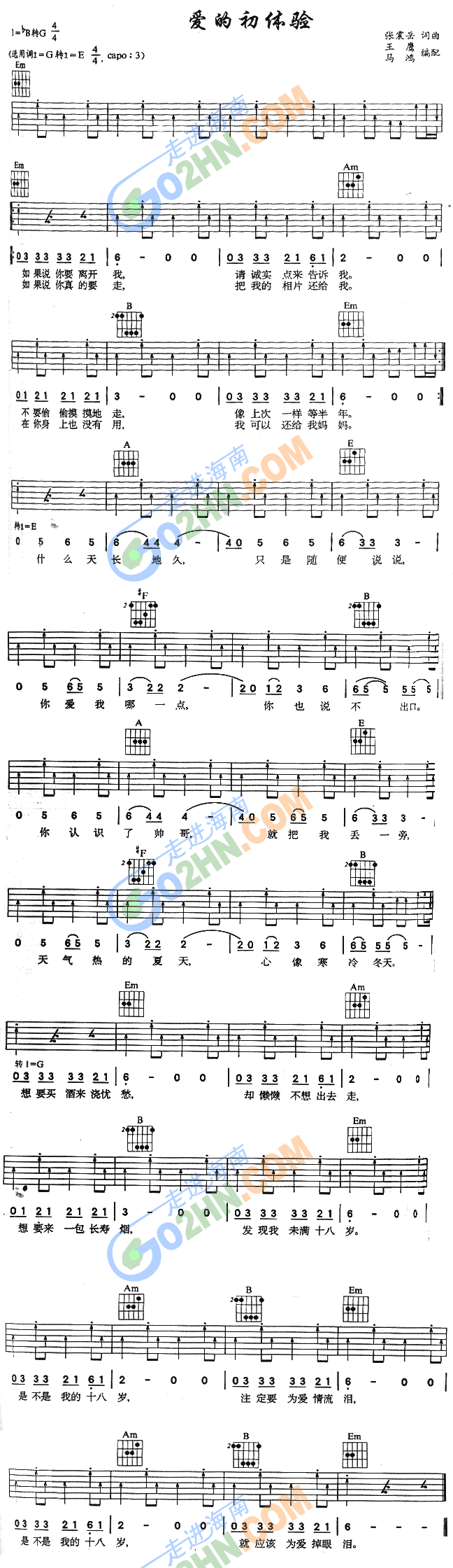 爱的初体验(吉他谱)1