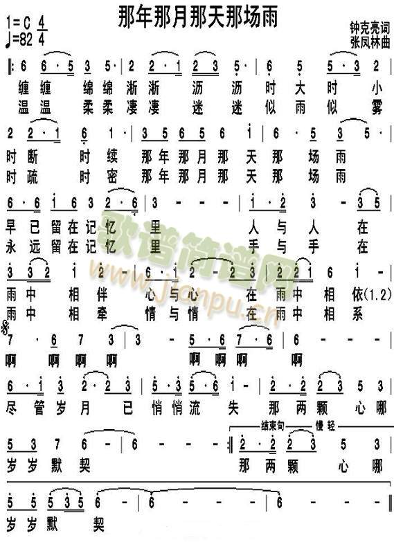 那年那月那天那场雨(九字歌谱)1