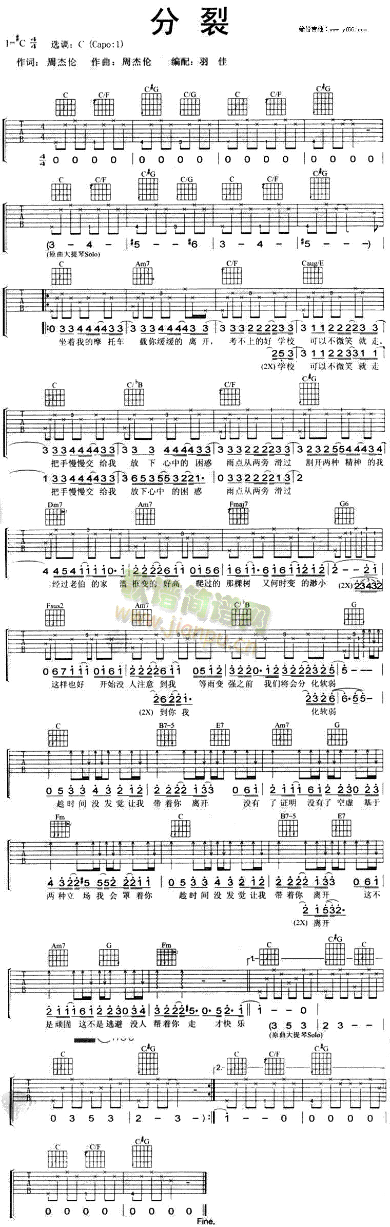 分裂(吉他谱)1