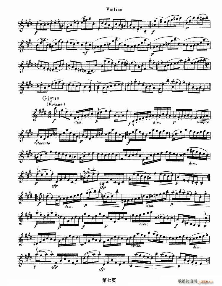 巴赫小提琴变奏曲(小提琴谱)7