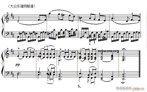 古典钢琴小曲 舒伯特 行板(钢琴谱)5