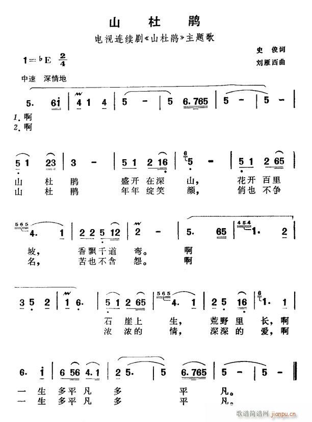 山杜鹃 电视剧 山杜鹃 主题歌(十字及以上)1