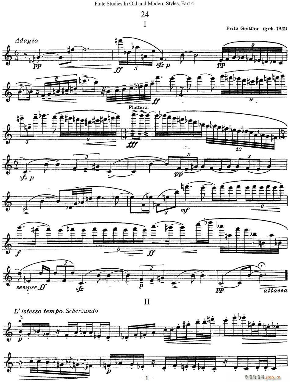 斯勒新老风格长笛练习重奏曲 第四部分 NO 24(笛箫谱)1