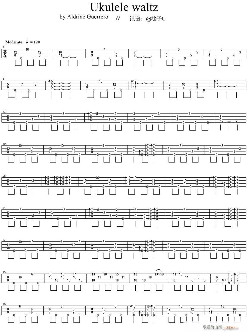 Ukulele waltz 尤克里里指弹谱(吉他谱)1