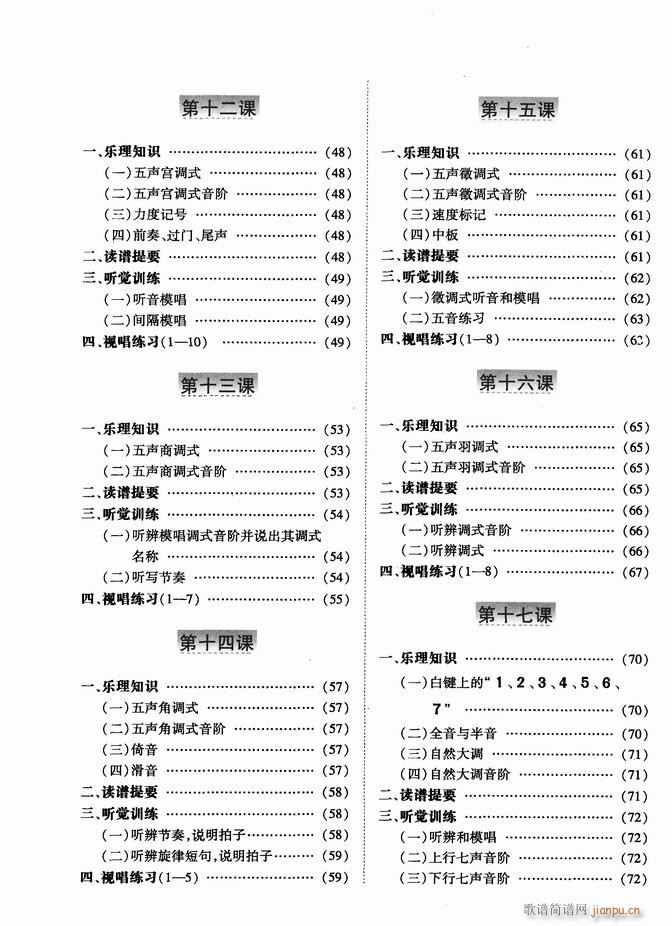 基本乐理视唱练耳基础教程 目录前言1 60(十字及以上)3