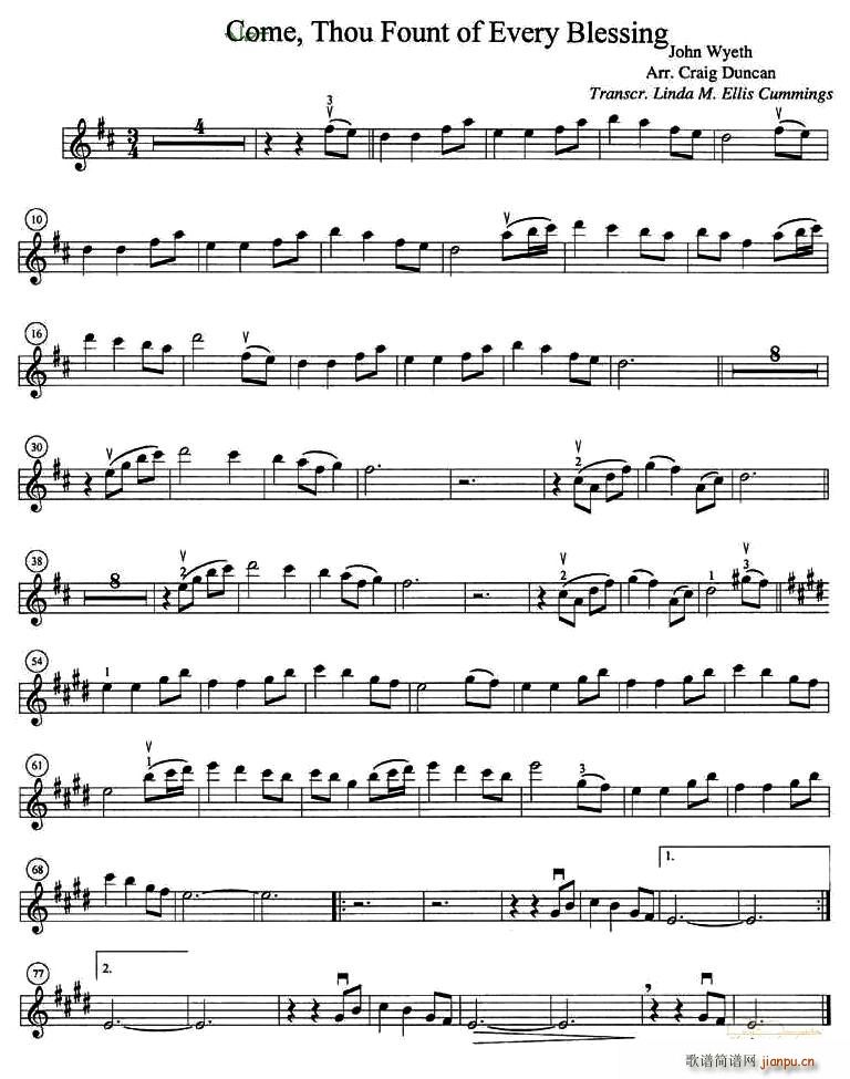 Come，Thou Fount of Every Blessing(十字及以上)1