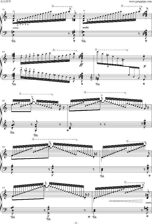 李斯特匈牙利狂想曲第10号 技巧惊人之作！(钢琴谱)9