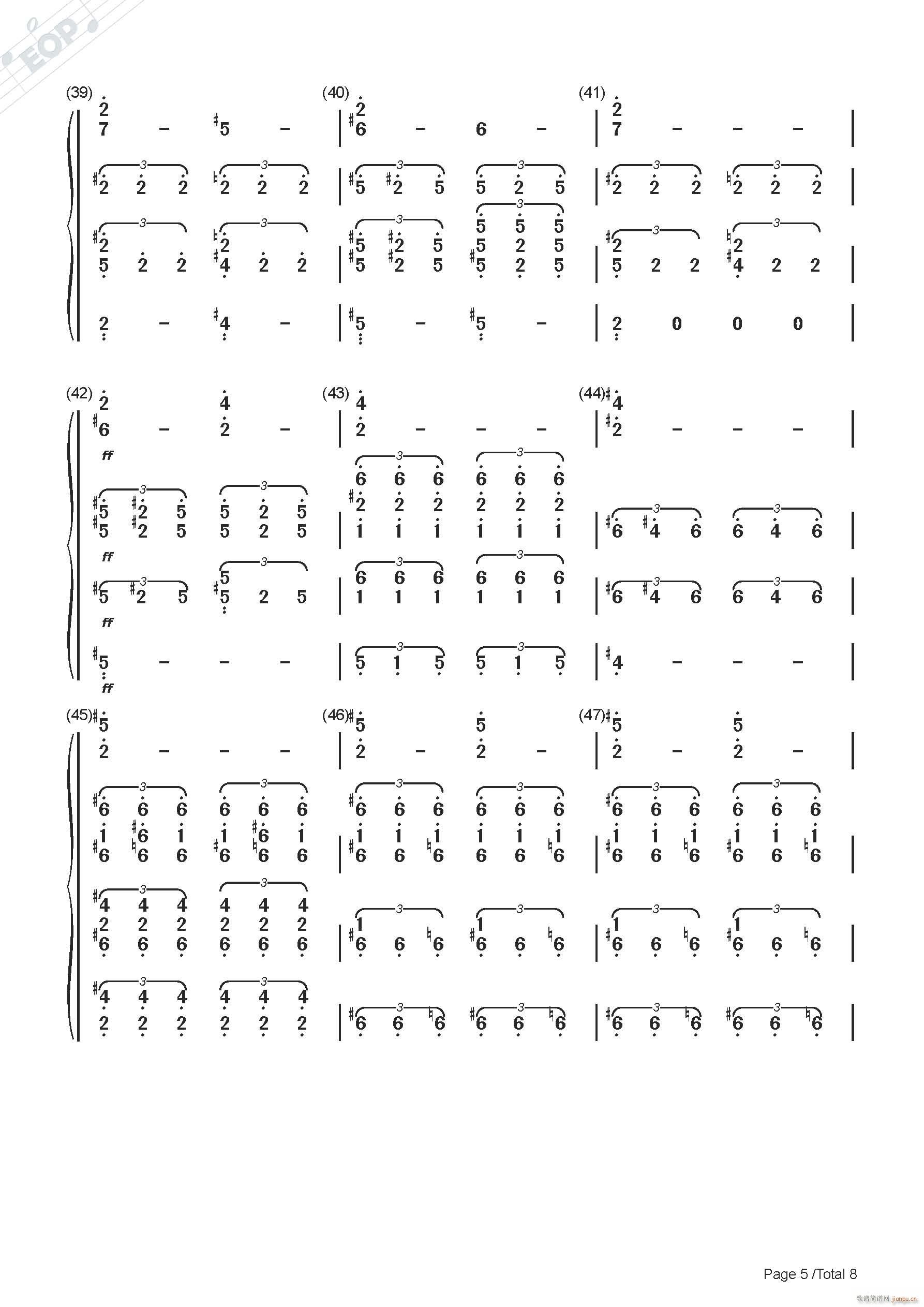柴可夫斯基 天鹅湖场景 管弦乐四重奏(总谱)5